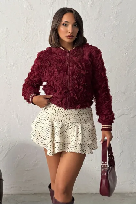 Topshow - Manteau zippé Rose Süzüneli en gros - Rouge bordeaux