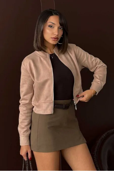 Topshow Wholesale Zippered Coat - Mink | F1551