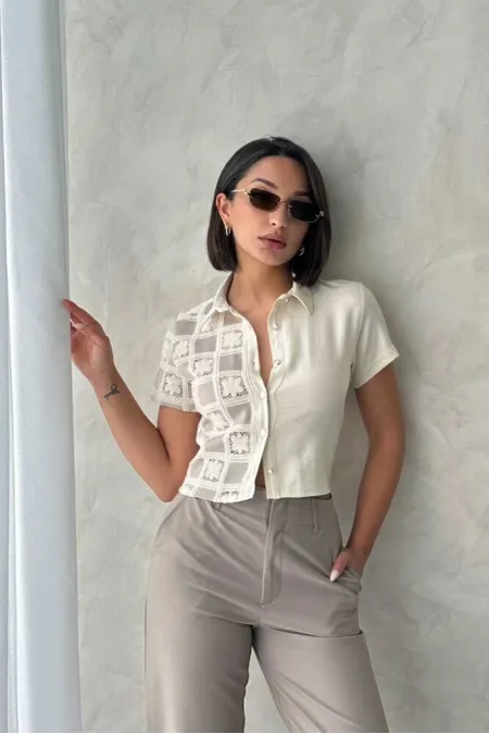 Chemise à détails en dentelle - Stone by Stone | Topshow