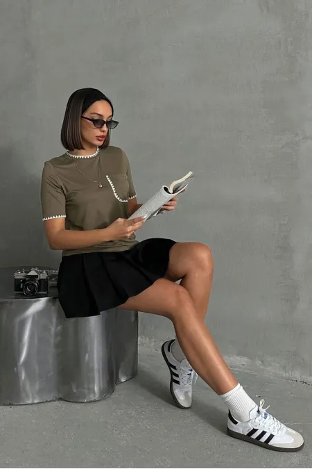 T-shirt Topshow kaki Shepherd Stitched en gros