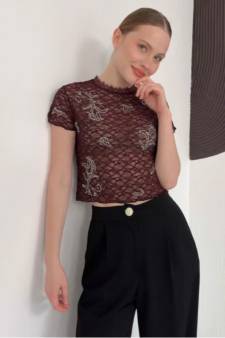 D 3007 GÜPÜR T SHIRT - KAHVE