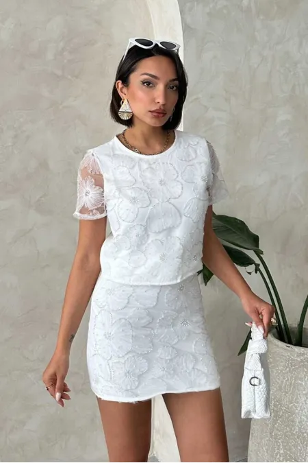 Beaded Wholesale Blouse - Cream | Topshow