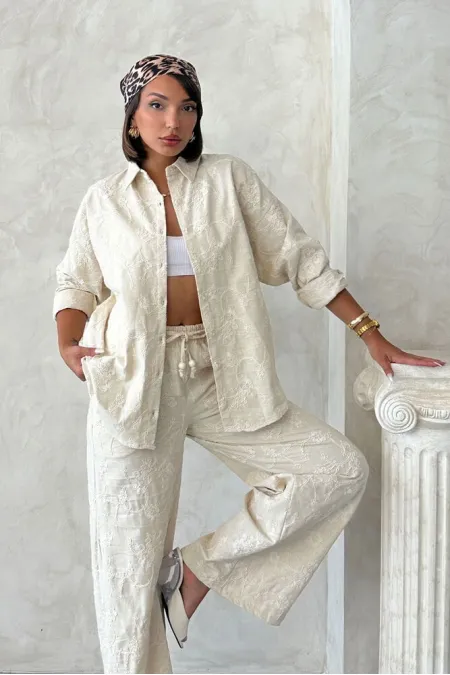 Embroidered Shirt - Stone | Topshow | F1951