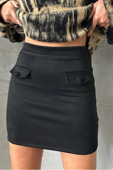 Wholesale Skirt with Pockets - Black | TOPSHOW | F1572