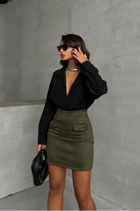 Wholesale Skirt with Pockets - Khaki | TOPSHOW | F1572