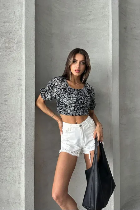 Topshow Gray Leopard Burnt Velvet Wholesale Blouse