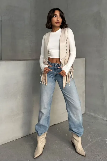 Topshow Taş Püsküllü Droplu Toptan Yelek | F1806