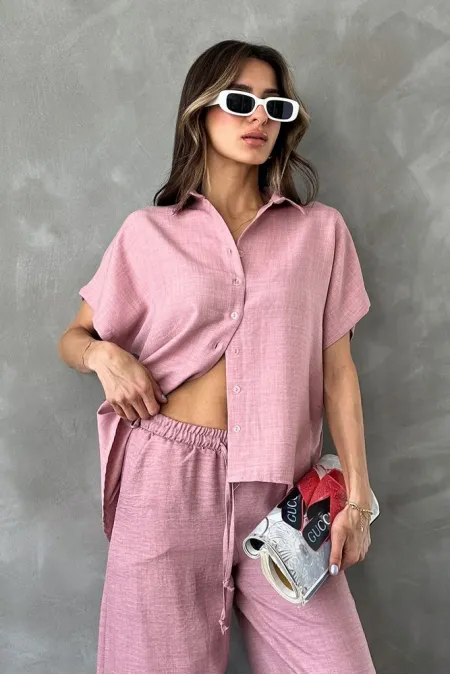 Topshow Powder Back Lace Detail Wholesale Shirt