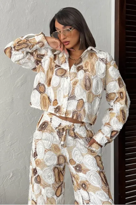 Veste-chemise à motifs Topshow Wholesale - Marron | F1964