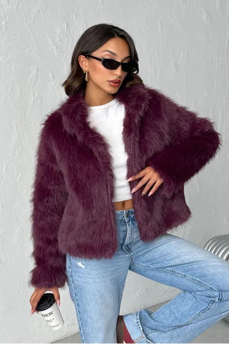 Topshow - Manteau en fausse fourrure pour femme en gros - Prune