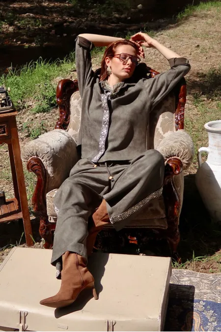 Topshow Wholesale Stripe Detailed Long Sleeve Shirt – Khaki | F1973