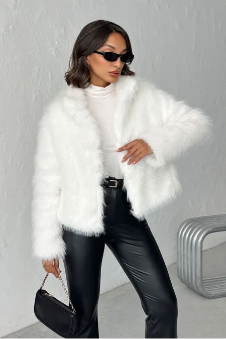 Topshow - Manteau en fausse fourrure pour femme - Crème (vente en gros)