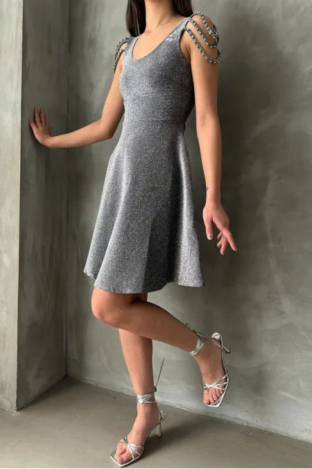 Topshow Silver Glitter Wholesale Dress