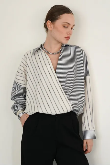 Wholesale Shirts with Cross Stitching from Neckline to Hem - Stone Black | F2094 - Topshow