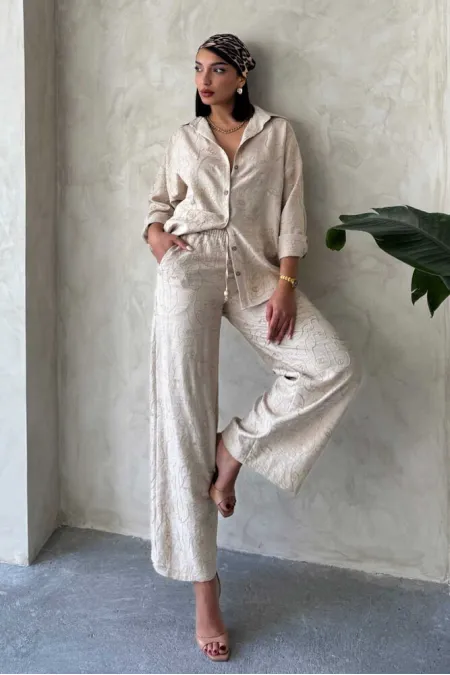 Embroidered Wholesale Trousers - Stone | Topshow | F1900