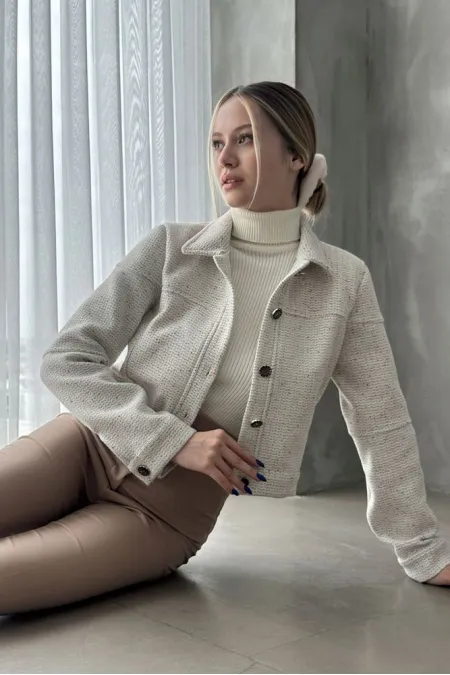 Manteau à boutons en gros - Crème | TOPSHOW | F1547