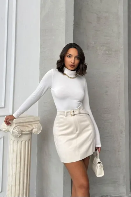 Topshow Stone Belted Wholesale Skirt | F1801