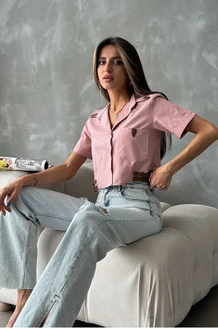 Topshow Powder Belt Detailed Wholesale Shirt