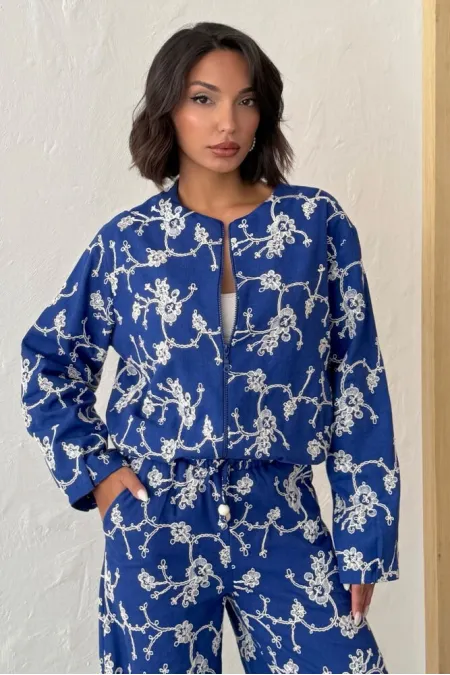 Veste zippée à broderies florales - Saks | Topshow | F1948