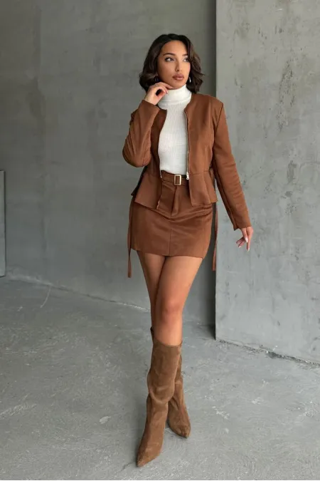 Belted Wholesale Skirt - Khaki | TOPSHOW | F1801