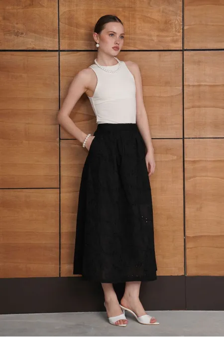 Embroidered Long Skirt - Black | F2080 - Topshow
