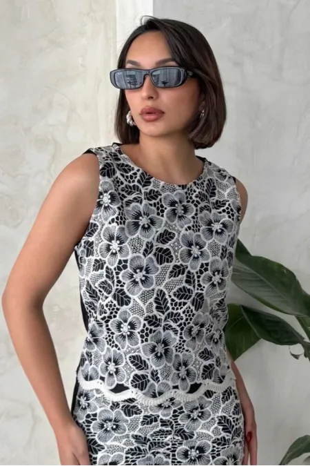 Lace Sleeveless Wholesale Blouse - Black | Topshow