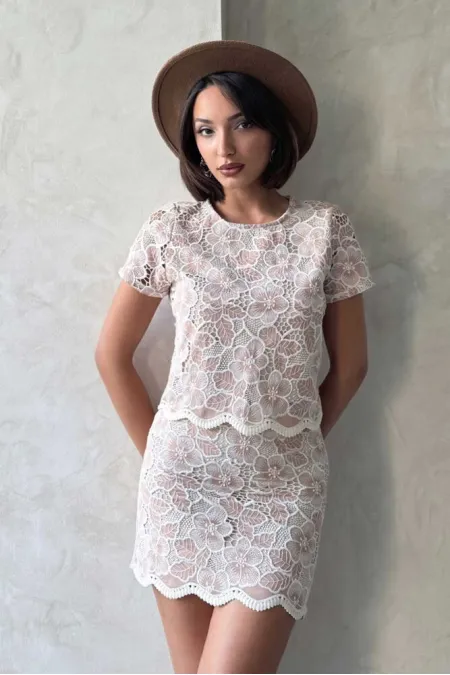 Dantel Bluz - Pudra | Topshow