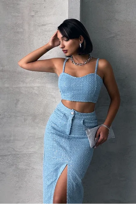 Topshow Mavi Kot Toptan Büstiyer | F1708