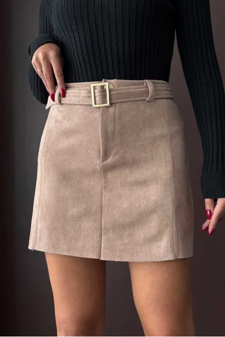 Jupe ceinturée Topshow en gros - Vison | F1801