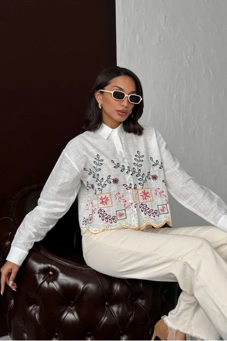 Wholesale Embroidered Women's Shirts – Boho, Chic - YELLOW DSN2