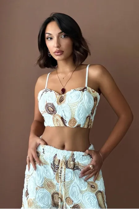 Topshow Toptan Desenli Büstiyer – Yazlık Ve Trend Parça - Kahve | F1976