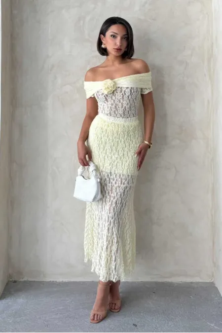 Dantel Etek - Sarı | Topshow | F1887