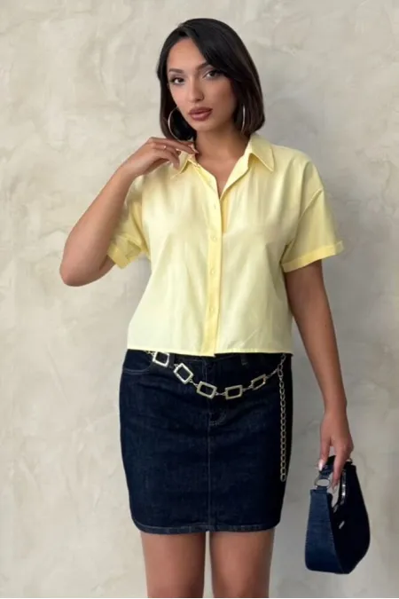 Chemise jaune à motif papillon en gros | Topshow