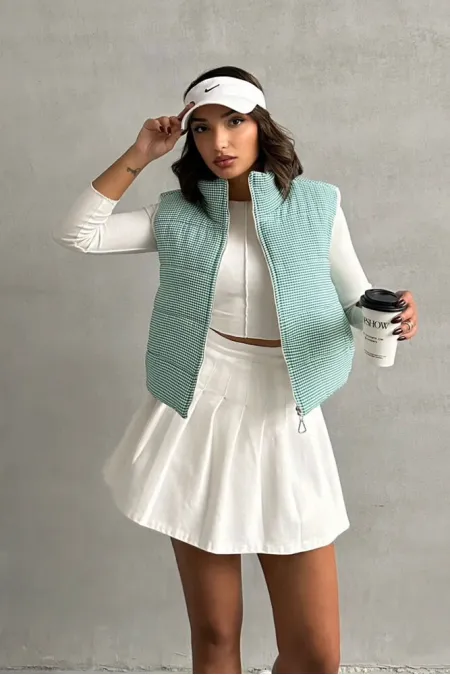 Doudoune sans manches en fibre à motif Pitikare - Émeraude | TOPSHOW | F1741