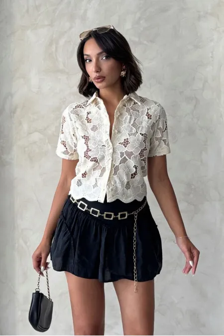 Lace Shirt - Light Stone | Topshow