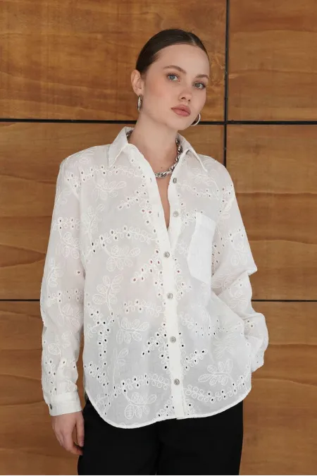 Corded Wholesale Shirts - Cream | F2079 - Topshow