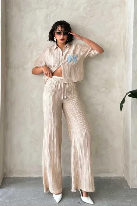 Wholesale Pleated Trousers - Stone | Topshow