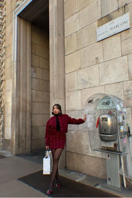 Noktalı Toptan Etek - Bordo | TOPSHOW | F1627