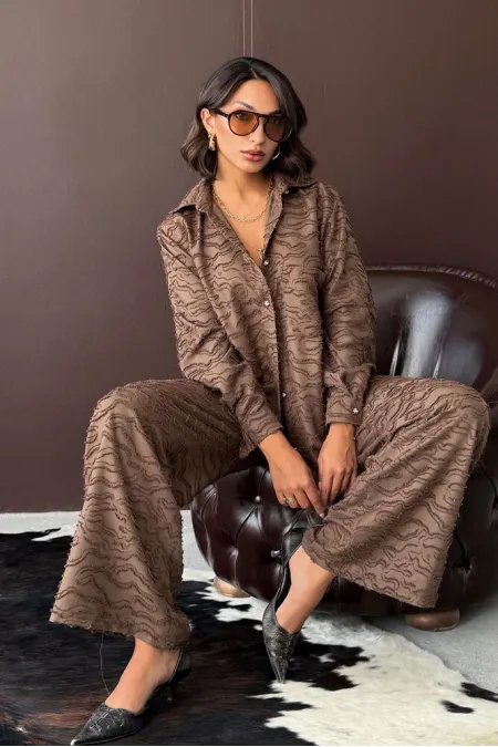 Topshow - Chemise tissée jacquard en gros - Marron