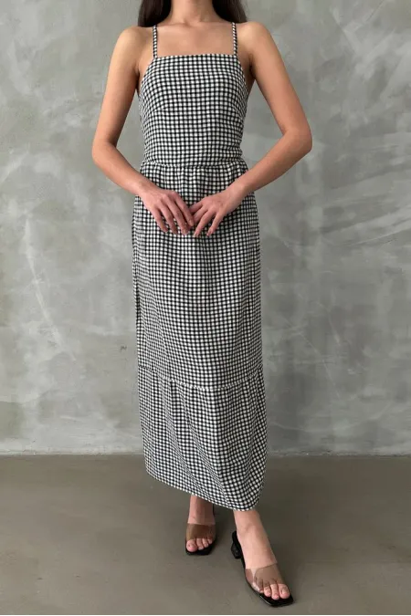 Topshow Black Strap Ankle Length Wholesale Dress