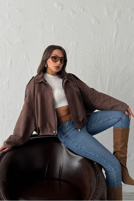 Topshow Scuba Suede Jacket - Brown | F2017