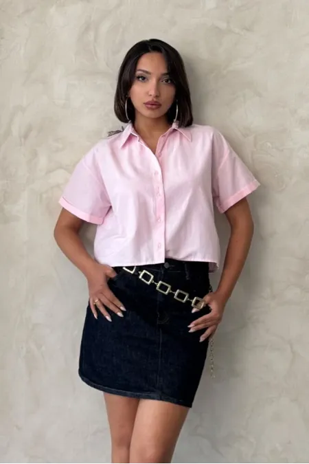 Chemise rose à motif papillon en gros | Topshow