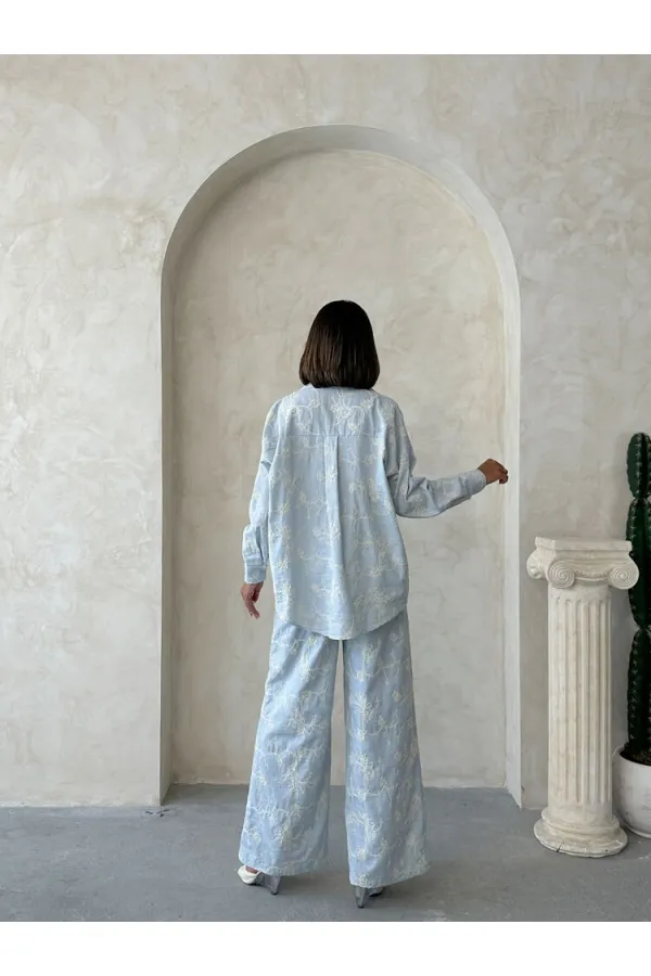 Pantalon brodé Süzüne - Bleu | Topshow | F1927