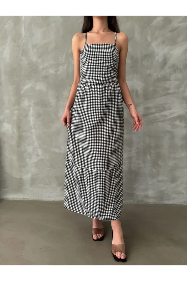 Topshow Black Strap Ankle Length Wholesale Dress