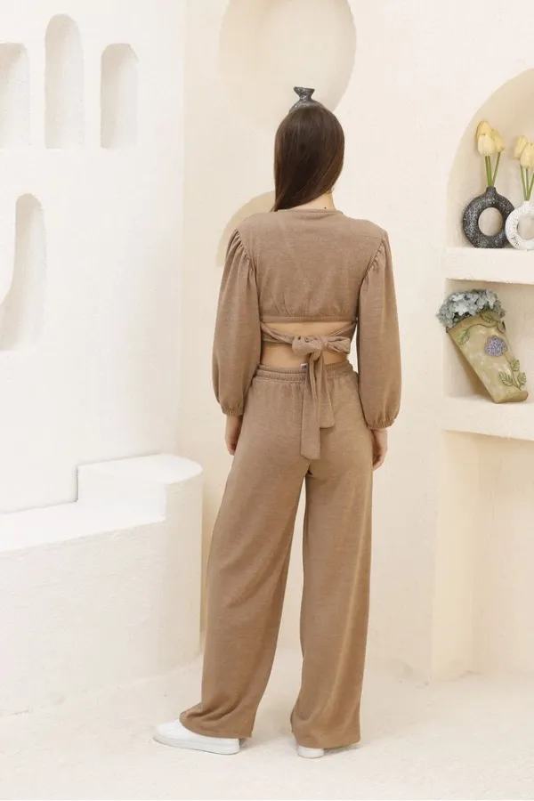 Crop Toptan Bluz - Kahve | TOPSHOW | f1485