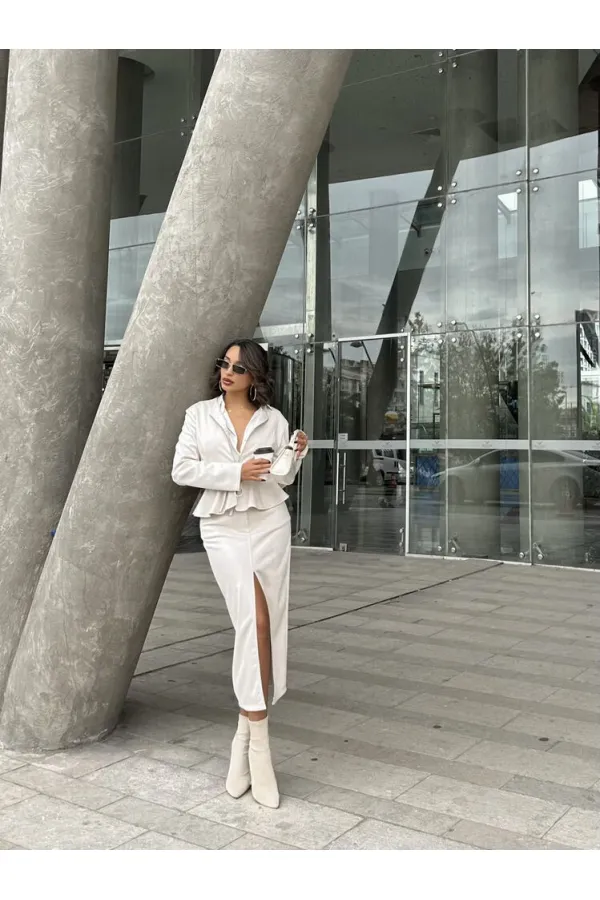 Süet Toptan Etek - Taş | TOPSHOW | F1761