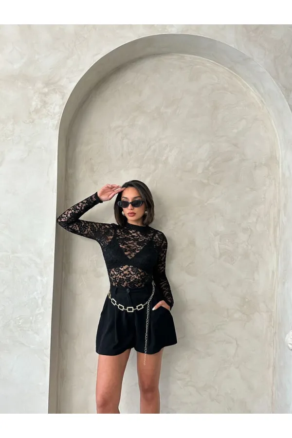 Lace Blouse - Black | Topshow | F1940