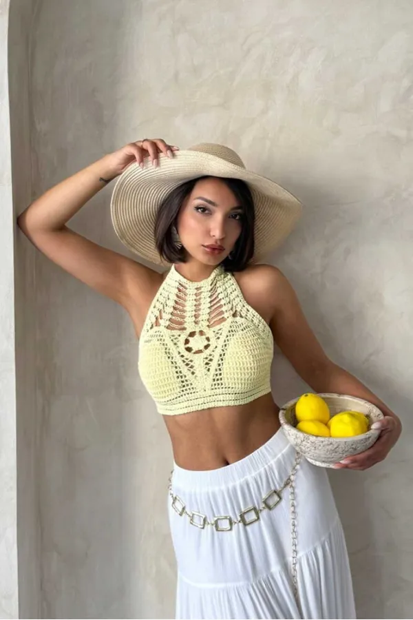 Topshow Sarı Dantel Toptan Büstiyer