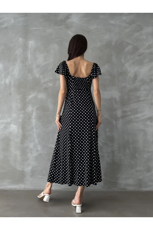 Robe Topshow noire à pois et imprimé floral (vente en gros)