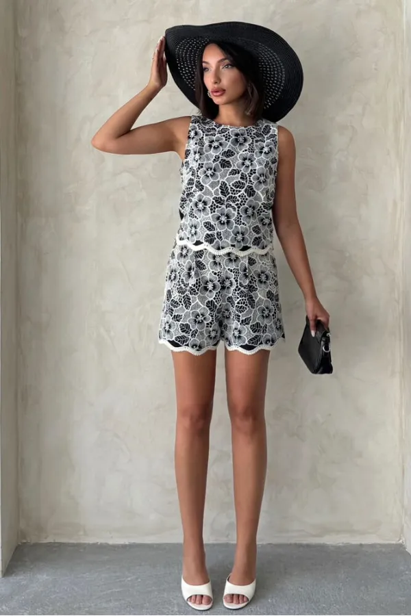 Dantel Şort - Siyah | Topshow